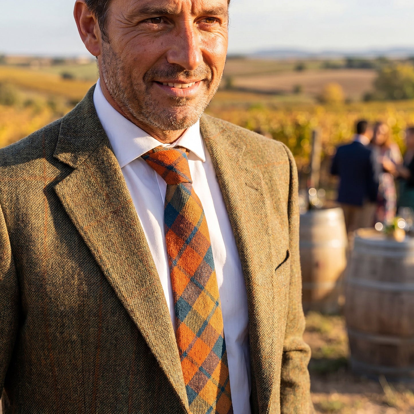 Balmoral · corbata de lana con cuadros naranjas y azules