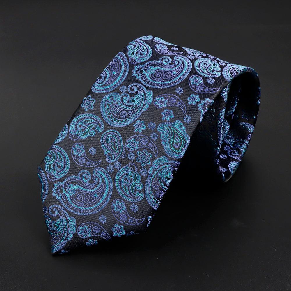 Beaugency · corbata con estampado paisley azul