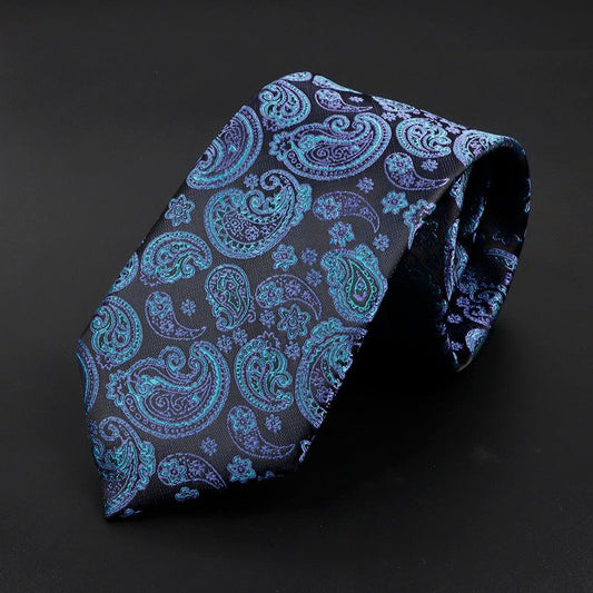 Beaugency · corbata con estampado paisley azul