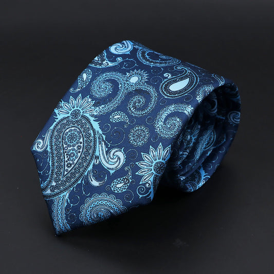 Biarritz · corbata con estampado paisley azul