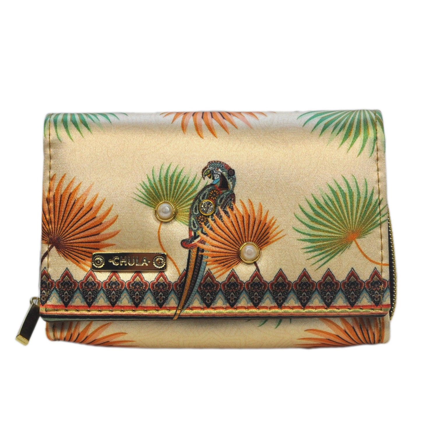 Cartera Mediana para Mujer Dalia Loro Celestial Aves Cuero Vegano | CHULA Tulum