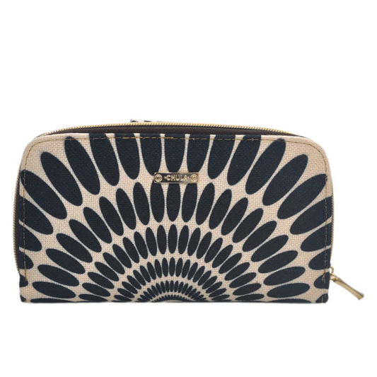Billetera de mujer grande Colette Pétalos negros | CHULA Tulum