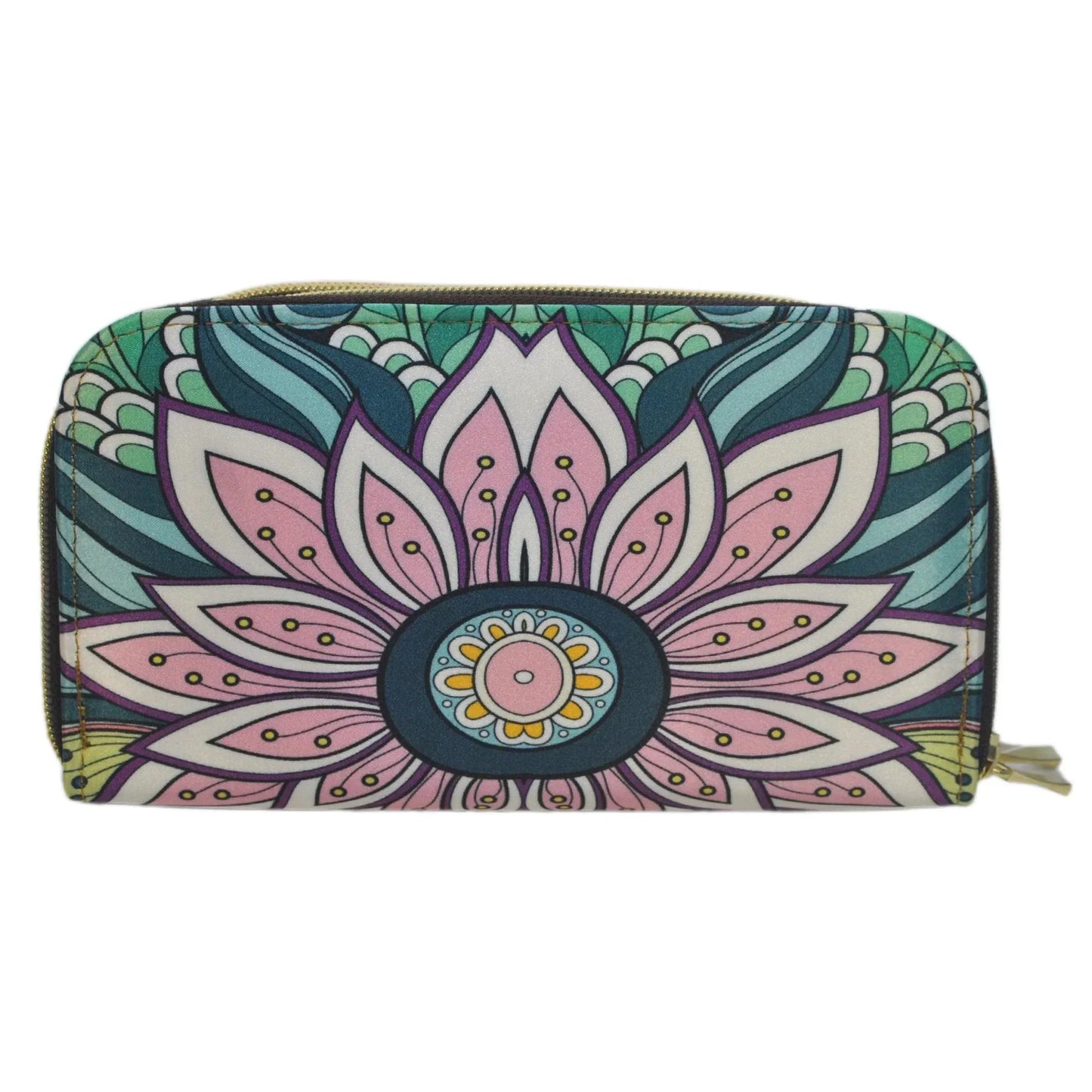 Billetera grande de mujer con doble cremallera Flor de Amor | CHULA Tulum