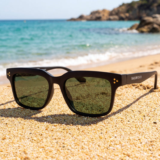 Boadella · gafas de sol rectangulares negras con lentes verdes