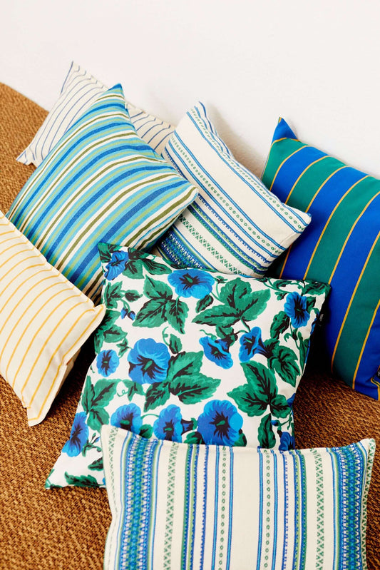 Funda cojín lona toldo flores 50cmx50cm