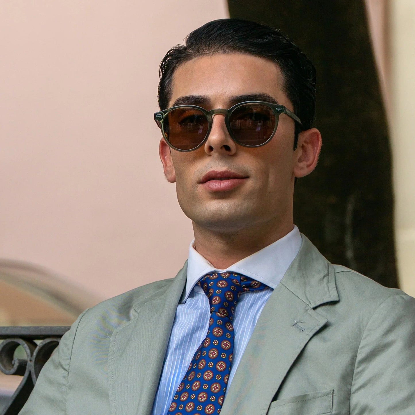 Bolonia · gafas de sol redondas de cristal verde con lentes marrones