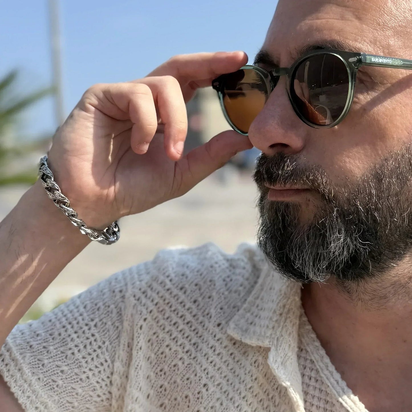 Bolonia · gafas de sol redondas de cristal verde con lentes marrones