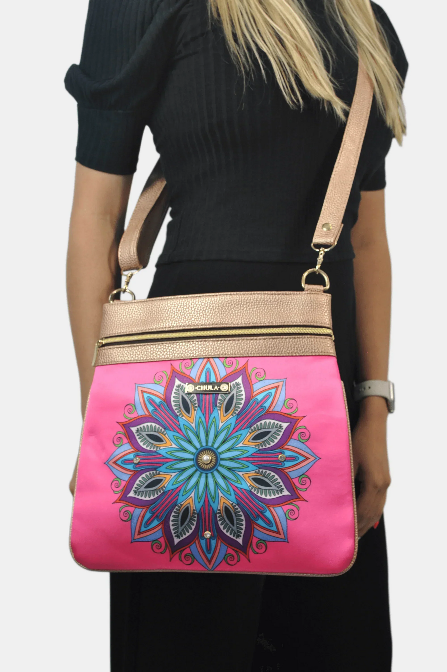 Bolso Bandolera mediano LIA Shoulder Mandala Rosa | CHULA Tulum