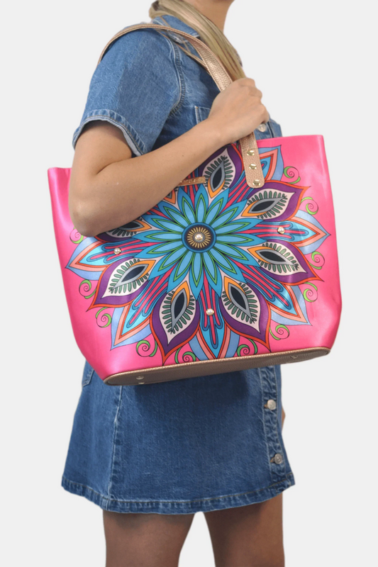 Bolso de hombro grande Nahomi Mándala Rosa | CHULA Tulum