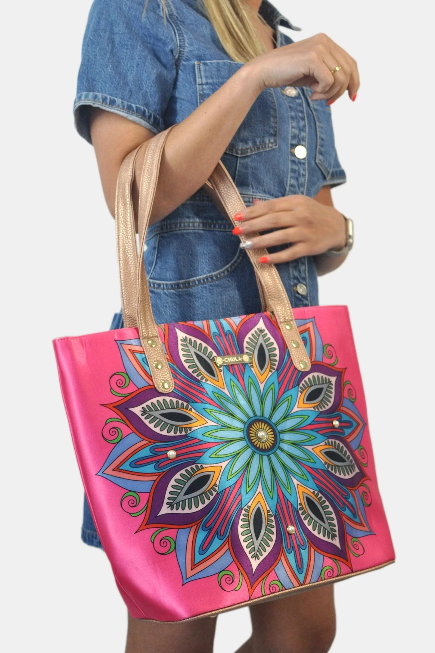 Bolso de hombro grande Nahomi Mándala Rosa | CHULA Tulum