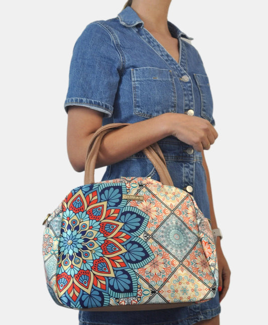 Bolso de hombro y bandolera grande Ana Mandala Turquesa | CHULA Tulum