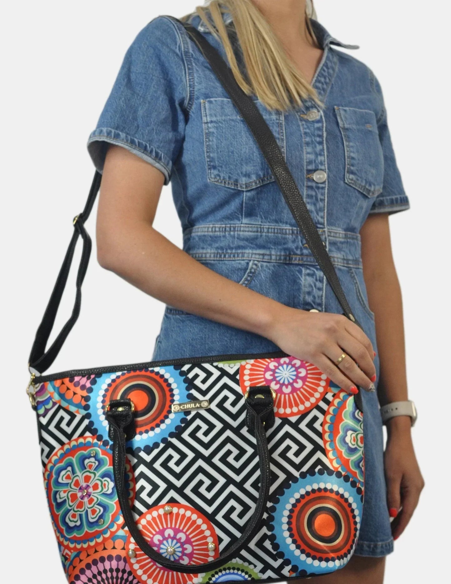 Bolso de hombro y bandolera grande Tania Círculos | CHULA Tulum