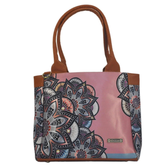 Bolso de hombro y bandolera grande de mujer Angie Mándala rosa | CHULA Tulum