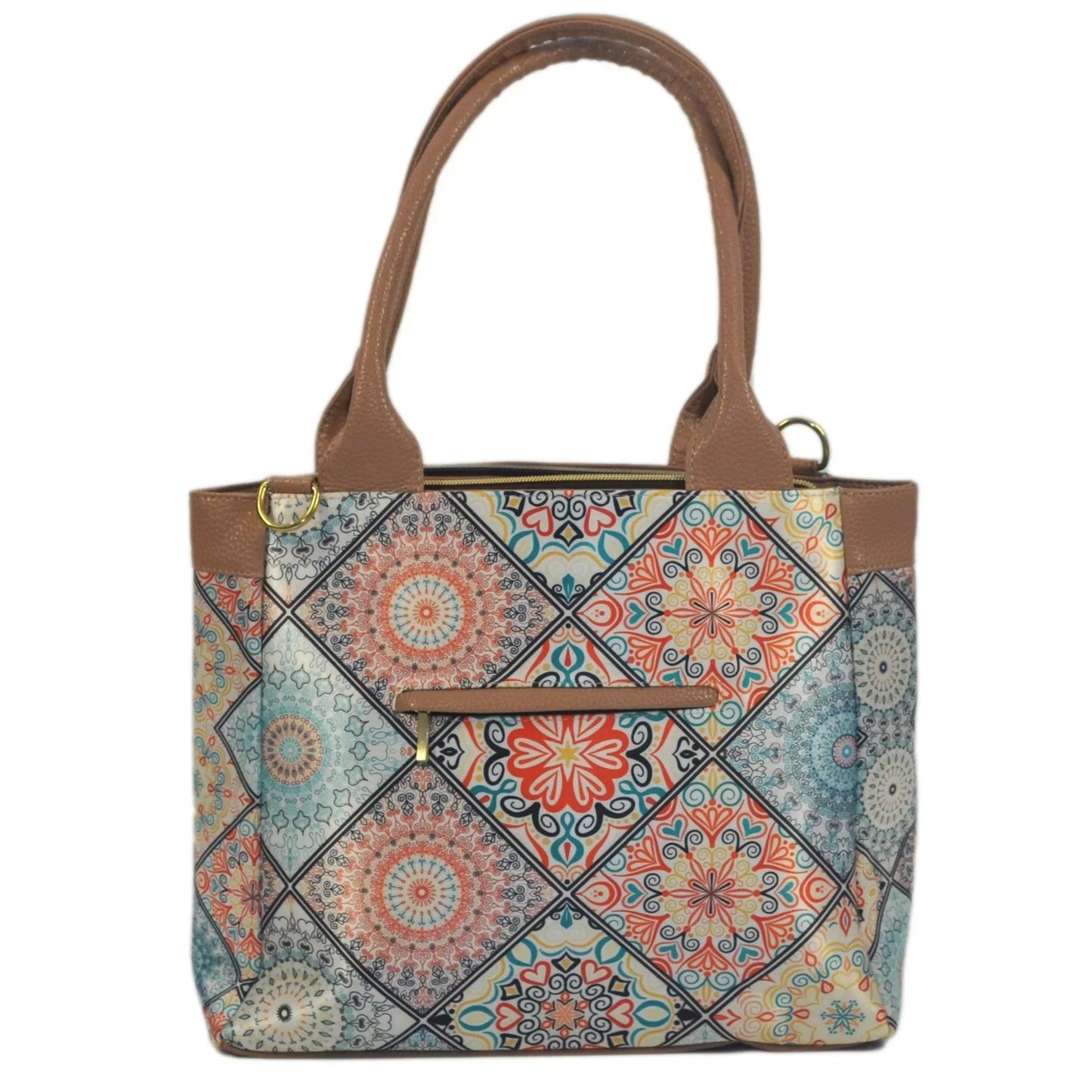 Bolso de hombro y bandolera grande de mujer Angie Mándala Turquesa | CHULA Tulum