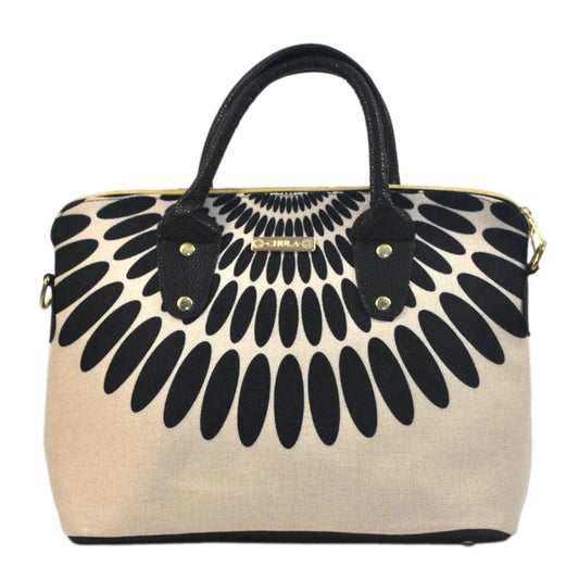 Bolso de mano y bandolera grande Lucia Pétalos negros | CHULA Tulum