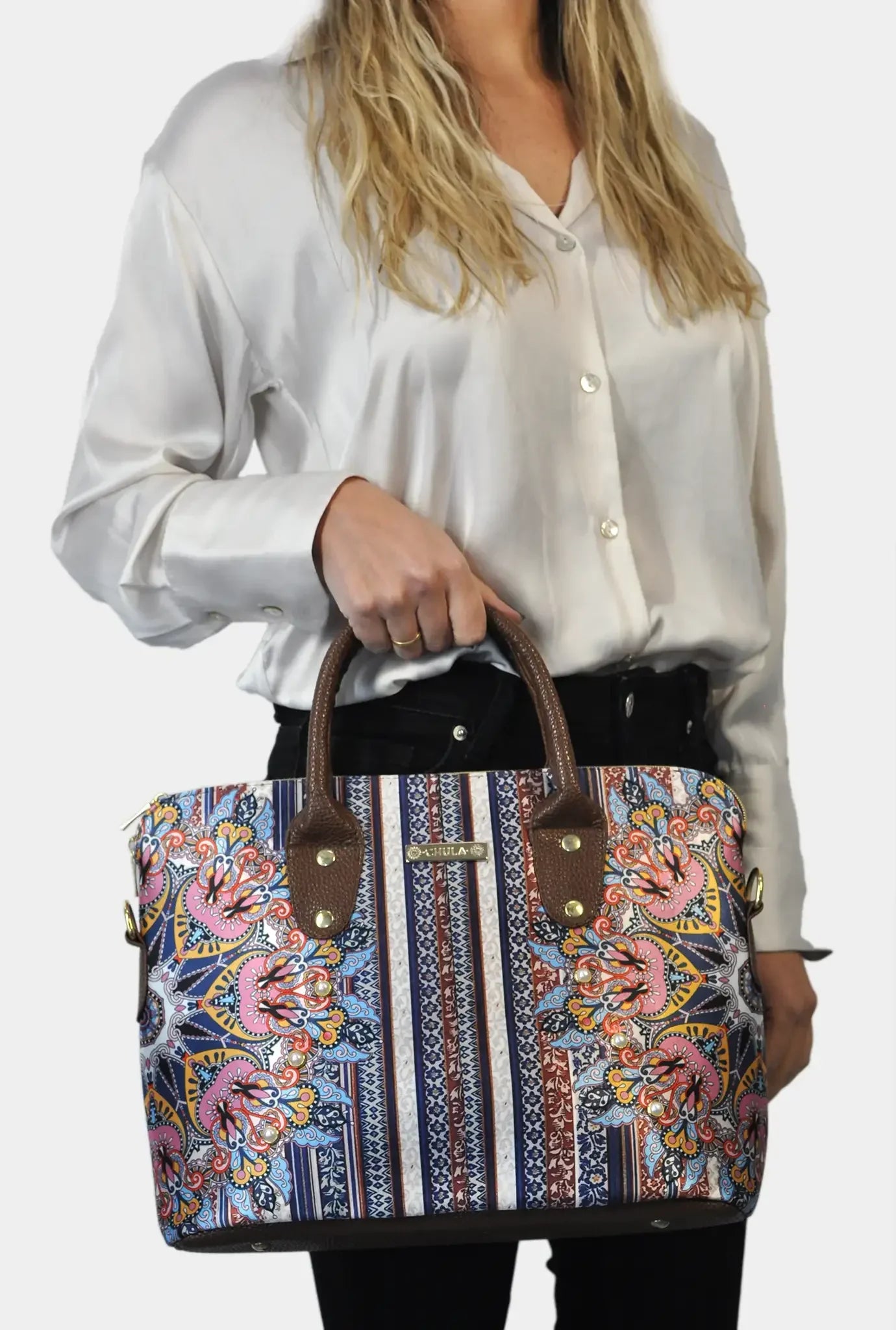 Bolso de mano y bandolera grande Lucia Mandala Fancy | CHULA Tulum