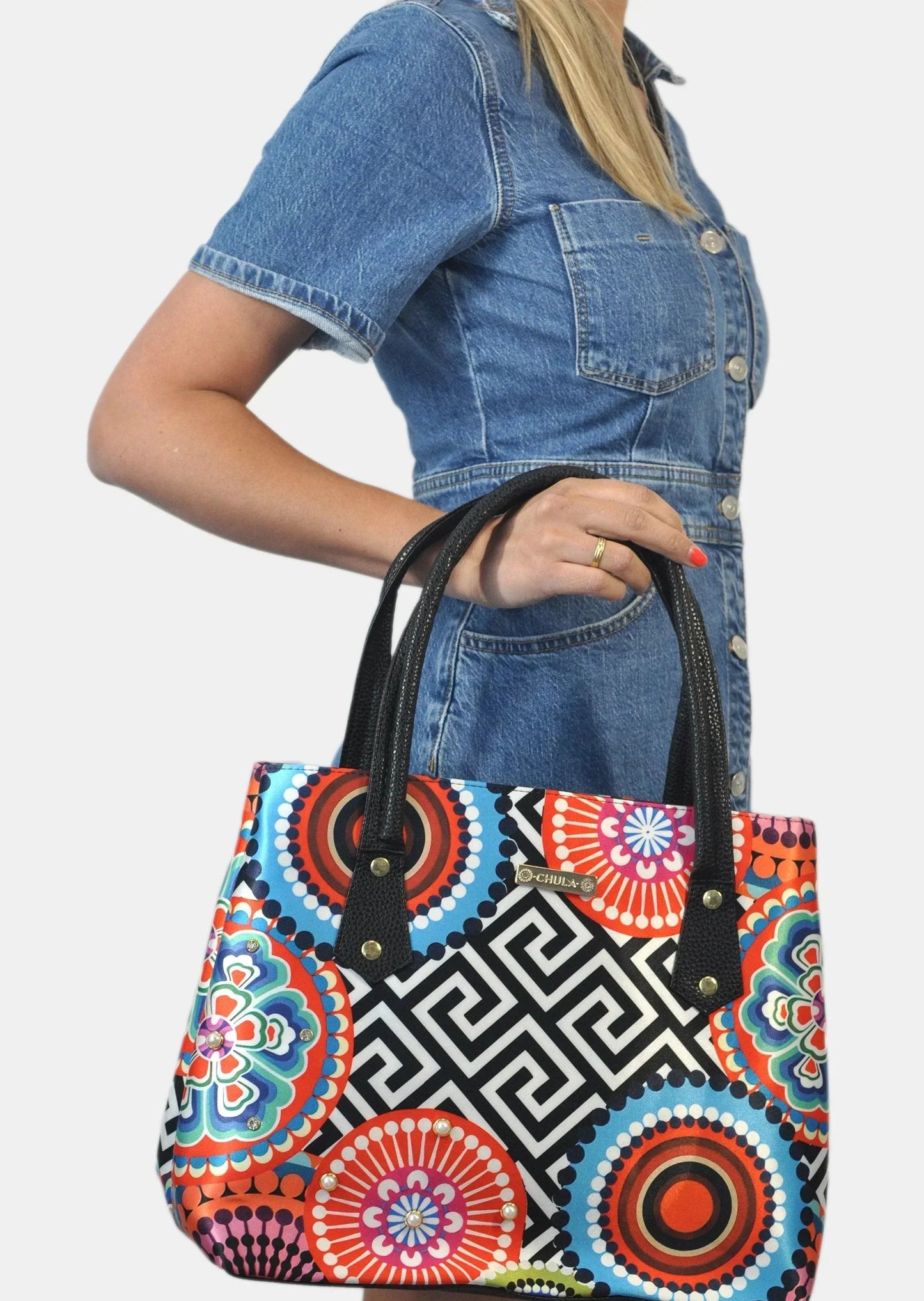 Bolso de hombro Shopper Tote de mujer grande Pupe Círculos | CHULA Tulum
