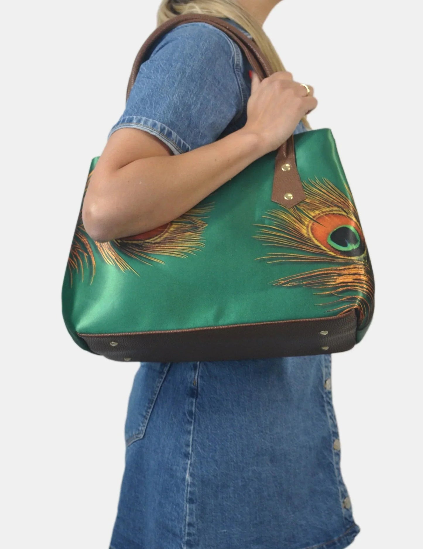 Bolso de hombro y mano Shopper Tote de mujer Pupe Pavo Real Verde | CHULA Tulum