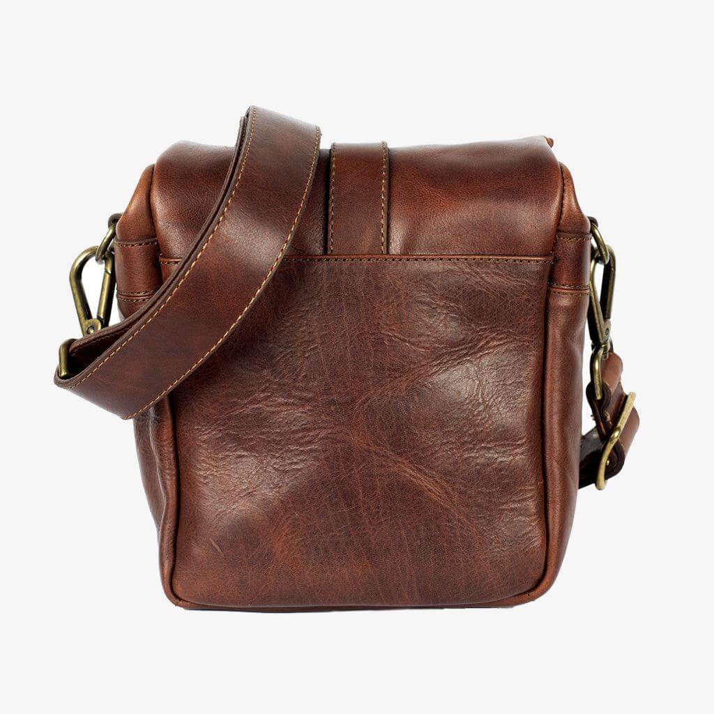 Cognac Leather Camera Bag handcrafted in Spain with natural oil finish