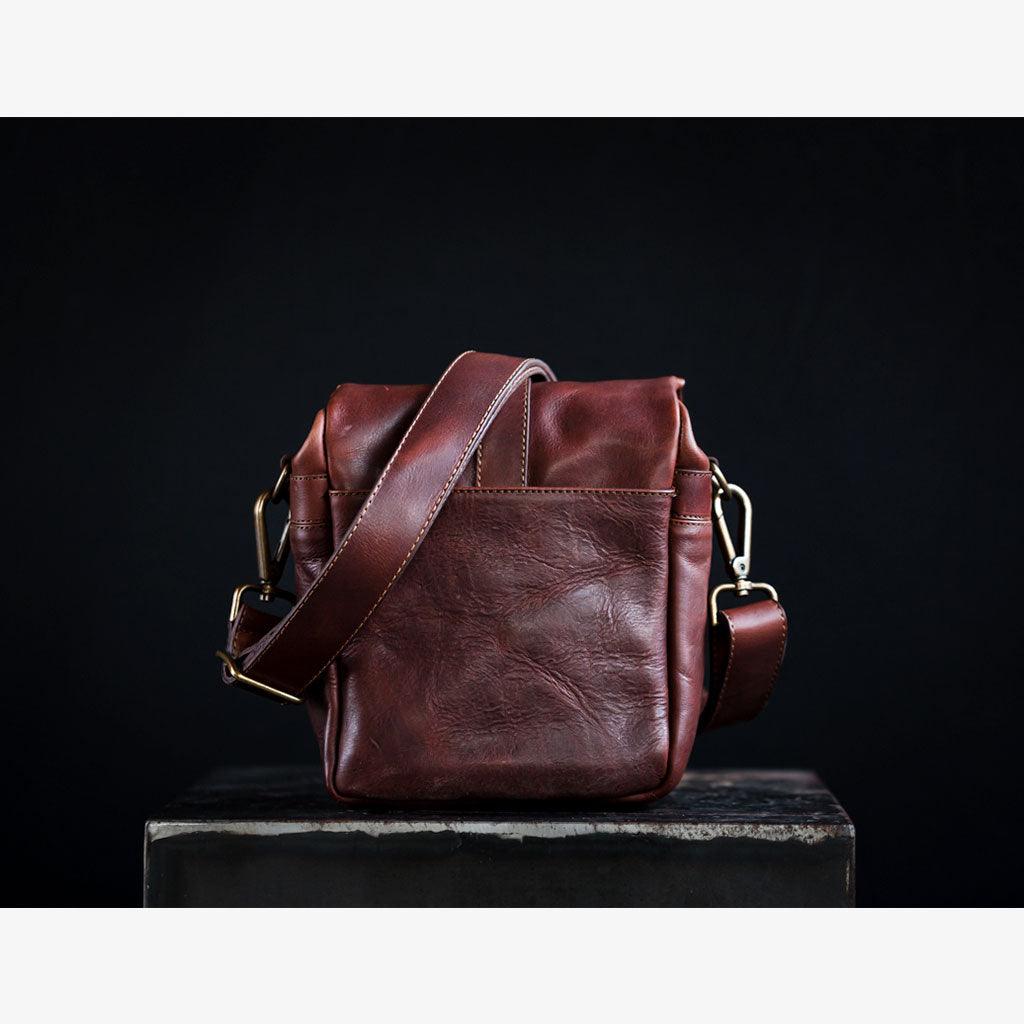 Cognac Leather Camera Bag durable leather for long-lasting use