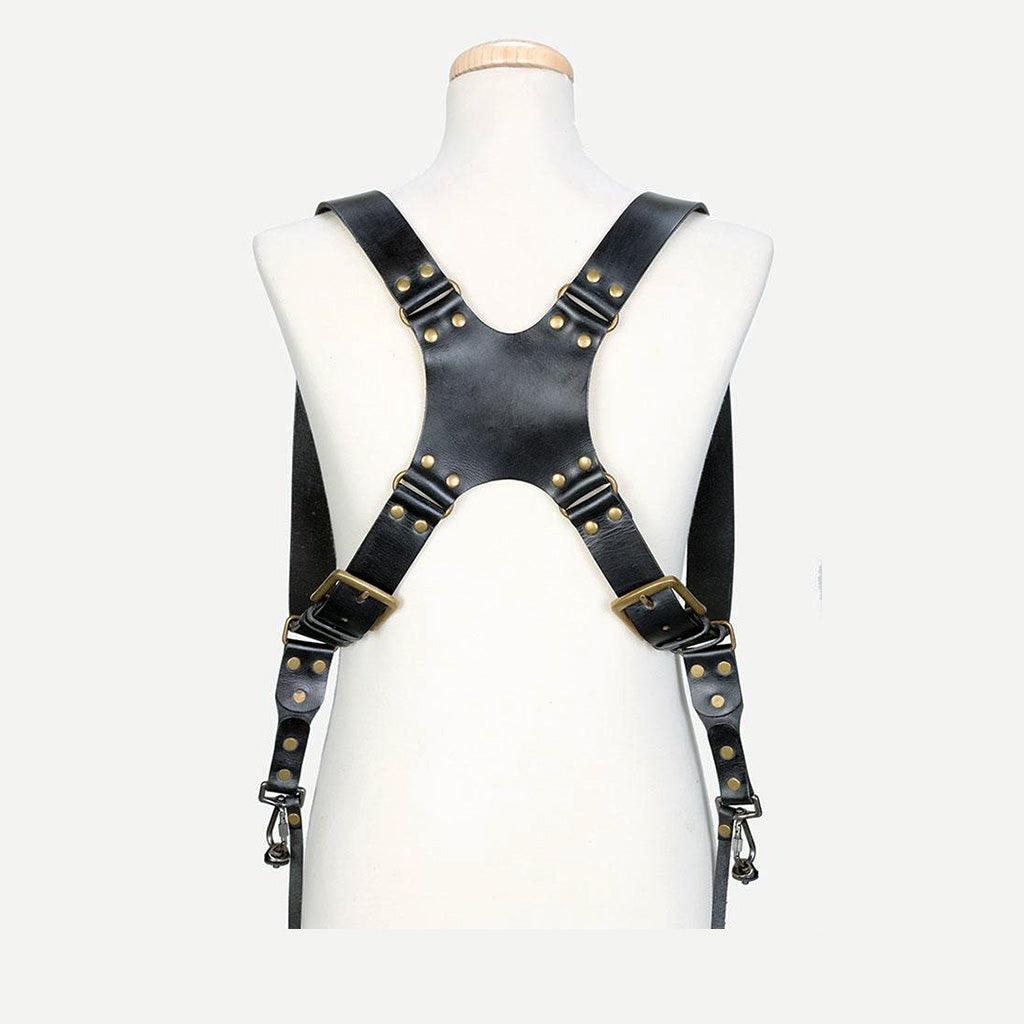Dual Leather Camera Strap – Berlin #501 back view with dual harness and stainless steel buckles
