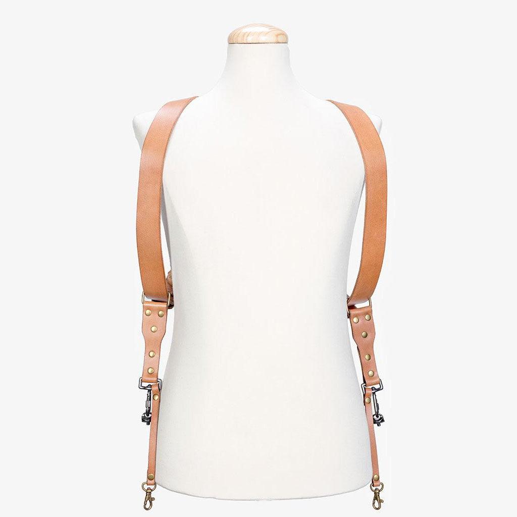 Tanned Dual Leather Camera Strap premium harness for two cameras
