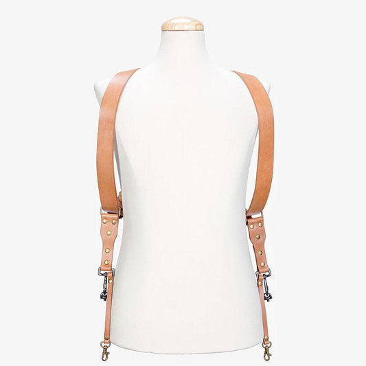 Tanned Dual Leather Camera Strap premium harness for two cameras