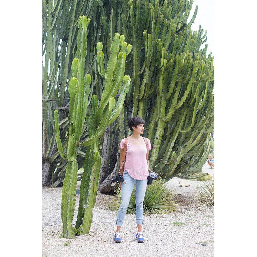 Tanned Dual Leather Camera Strap double rivet reinforced design