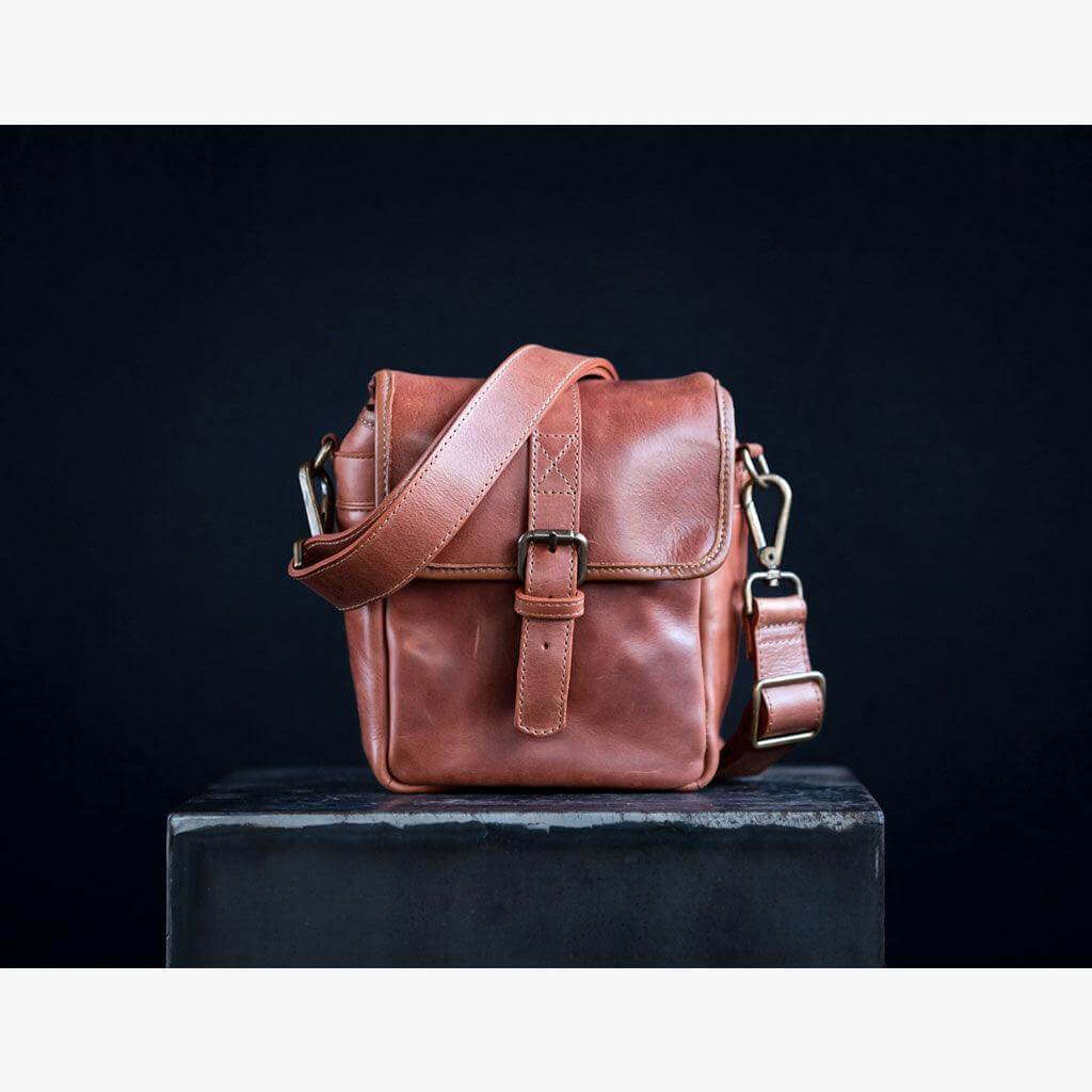 Tanned Leather Camera Bag for professional photographers