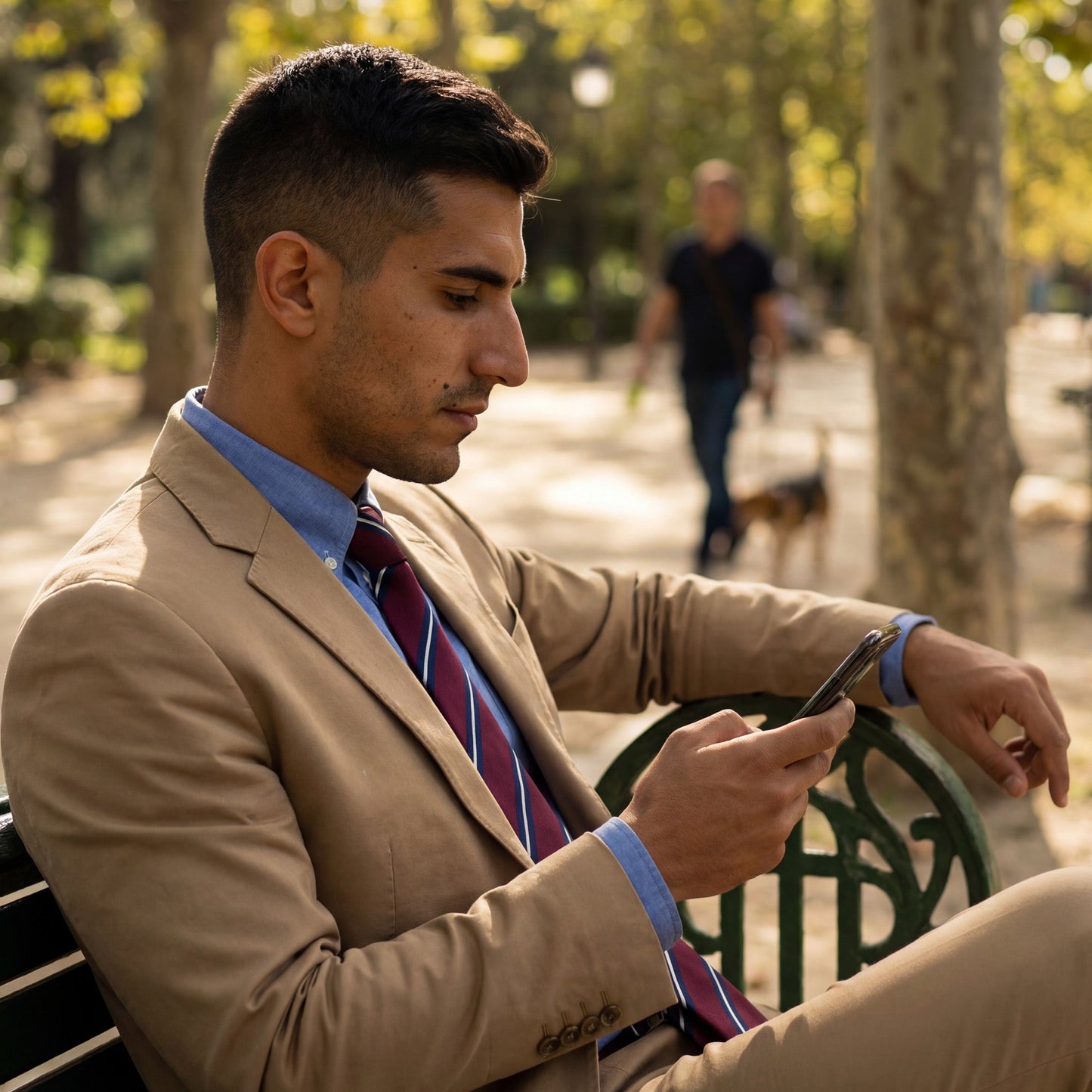 Buckingham · corbata color granate 100% seda con rayas azul marino y blancas
