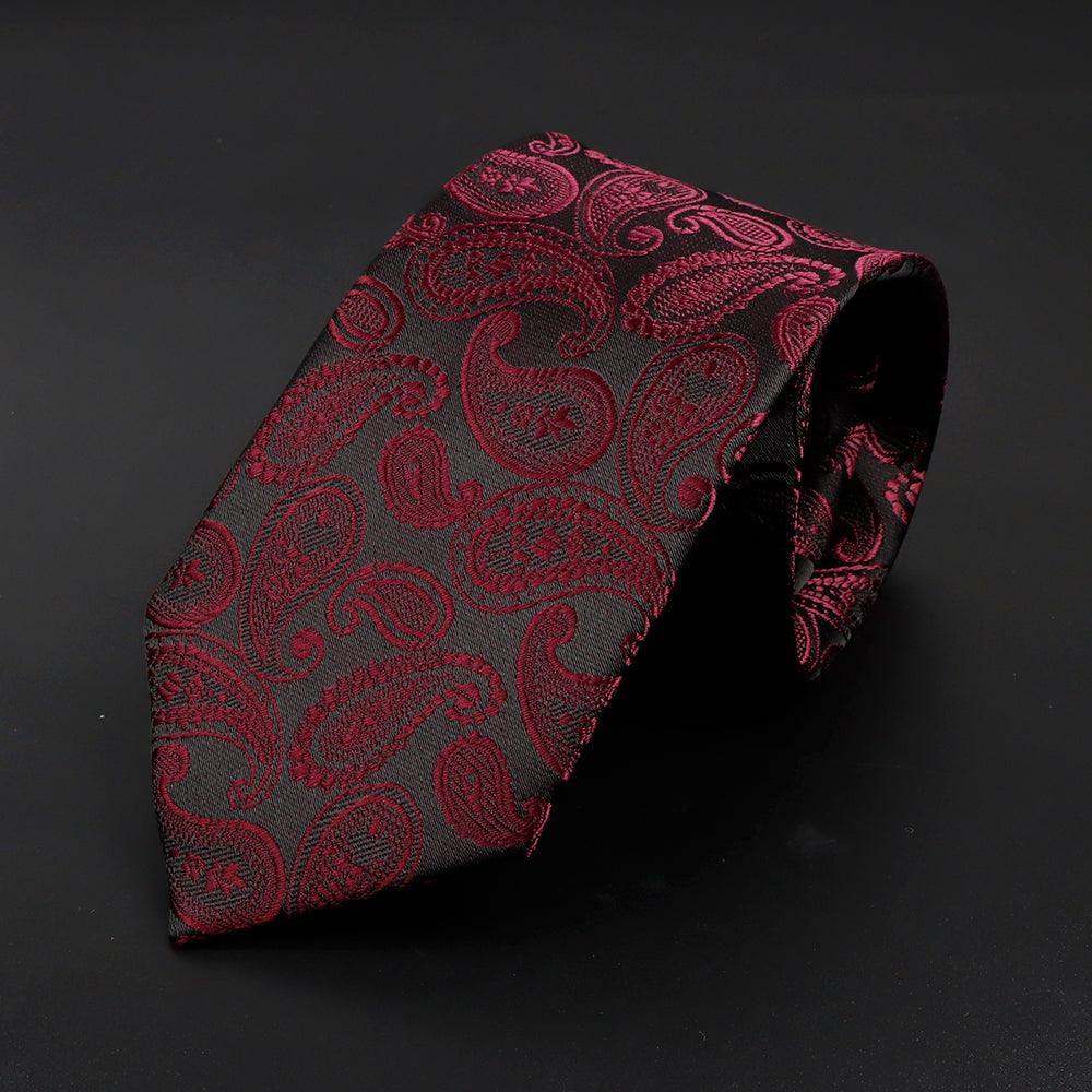 Burgundy · corbata con estampado paisley rojo