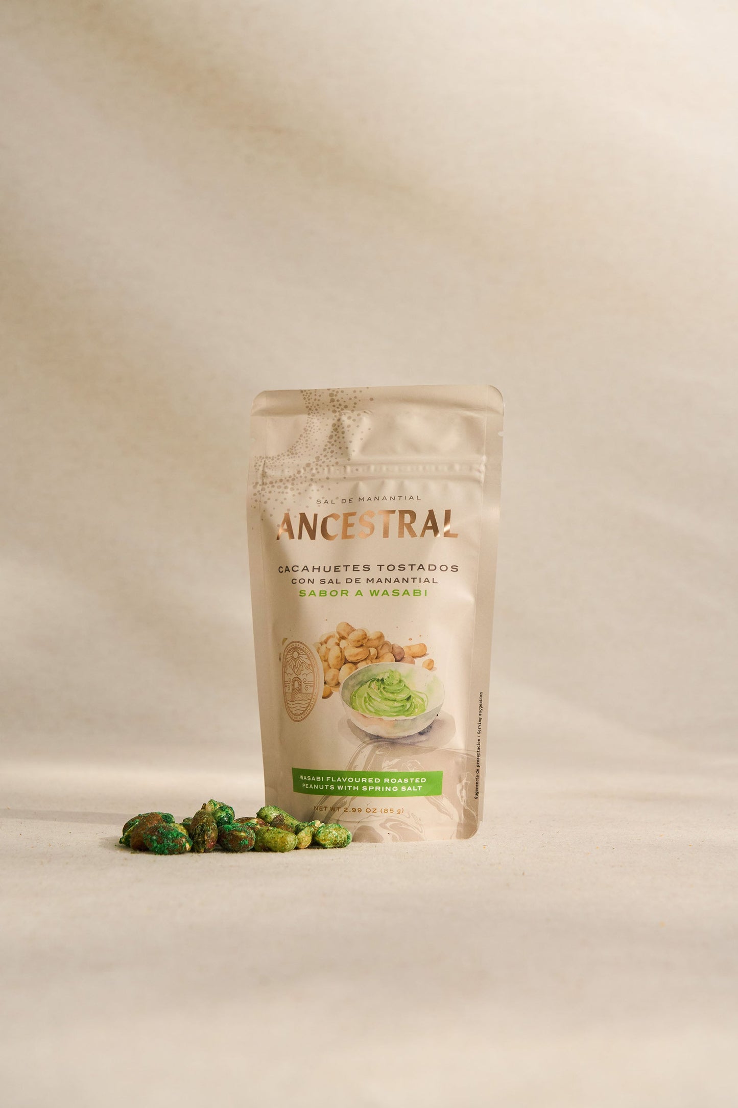 Cacahuetes Tostados Sabor Wasabi y Sal de Manantial 85g - Picante