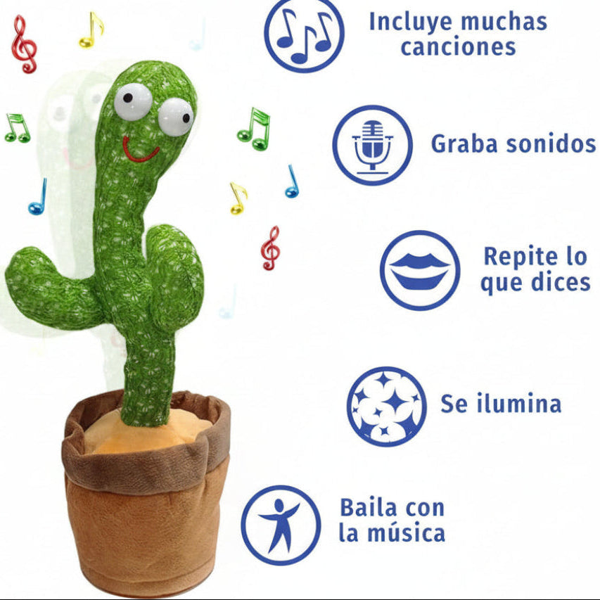 Cactus bailarín que baila y se ilumina - Dancing cactus con luces LED