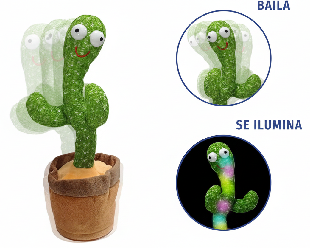 Cactus parlanchín que repite tu voz - Juguete musical para niños