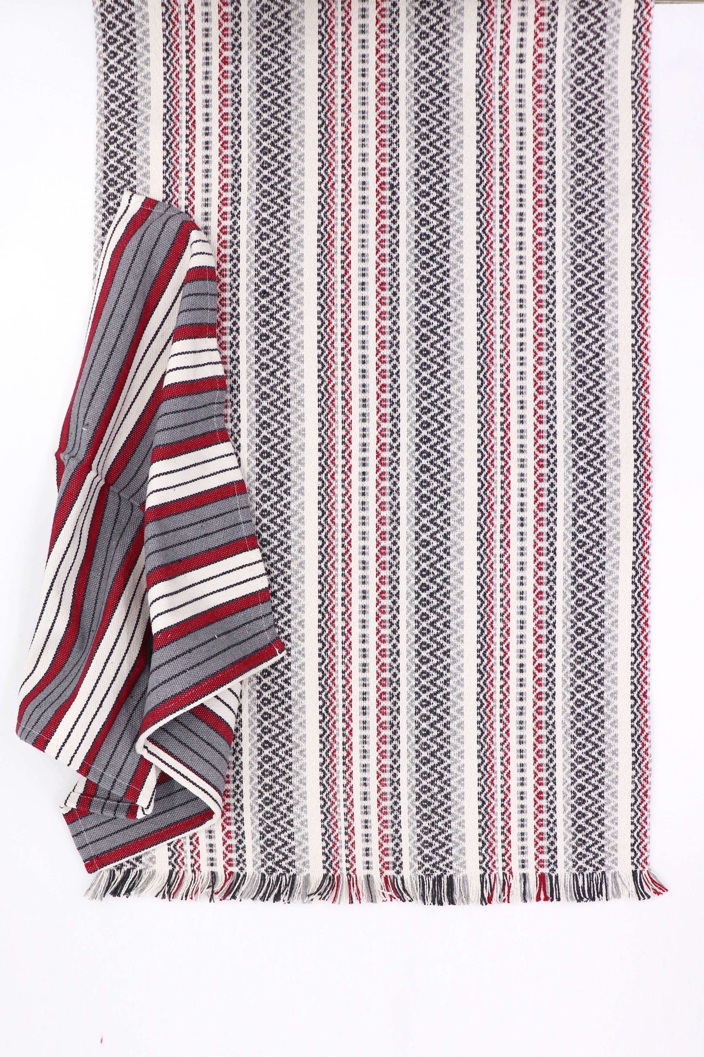 Textura tejido morellano granate camino de mesa 80% algodón