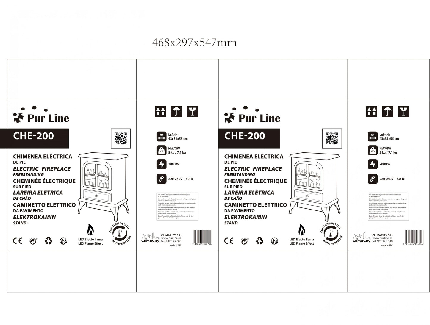 Chimenea Eléctrica de Suelo Retro Blanca eficiente y de bajo consumo energético