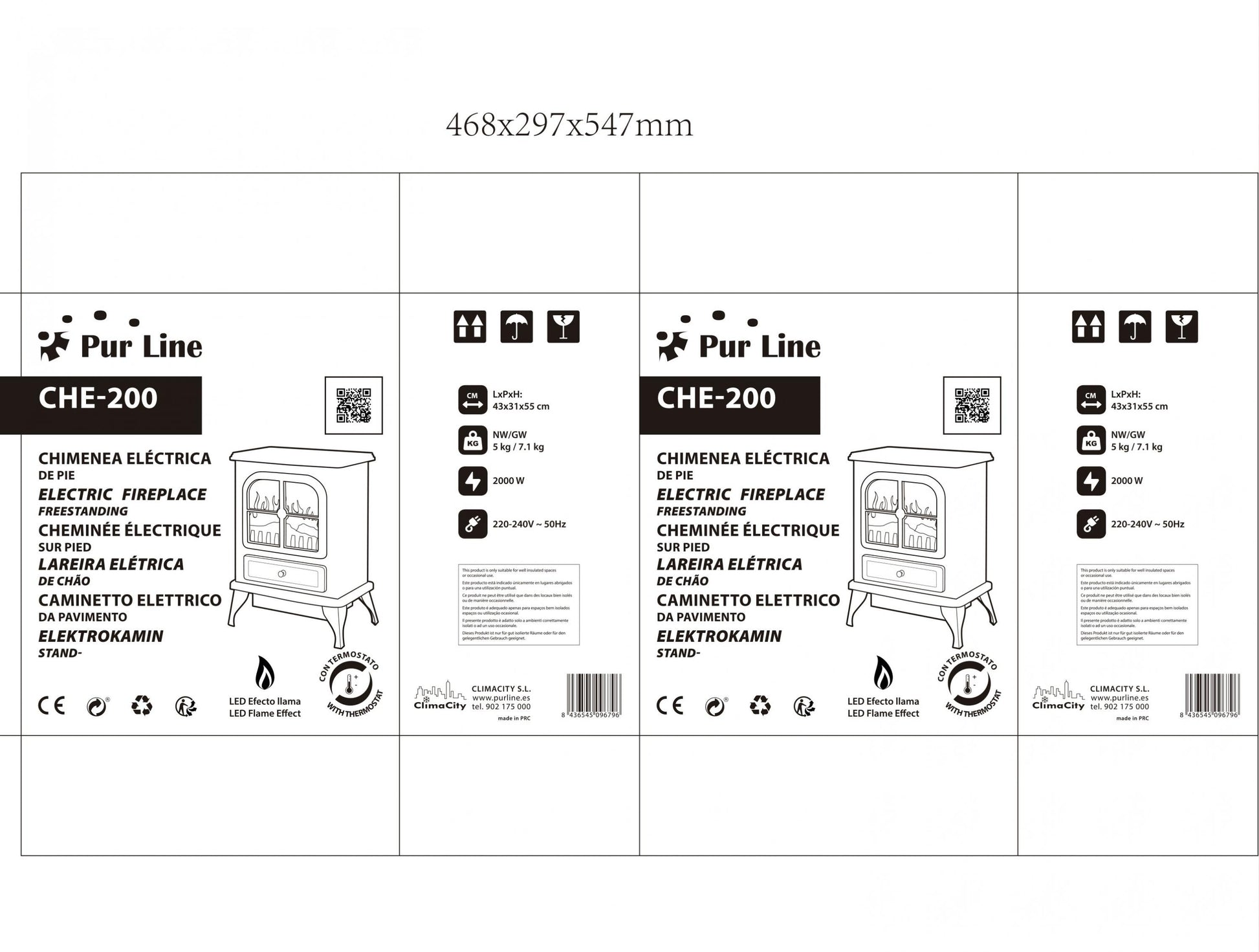 Chimenea Eléctrica de Suelo Retro Blanca eficiente y de bajo consumo energético