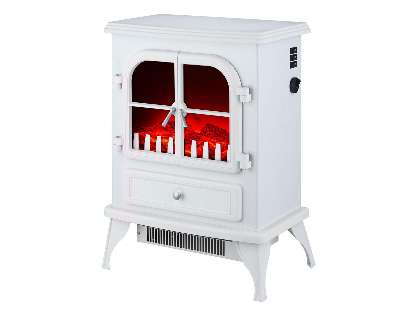 Chimenea Eléctrica de Suelo Retro Blanca 2000W con termostato regulable