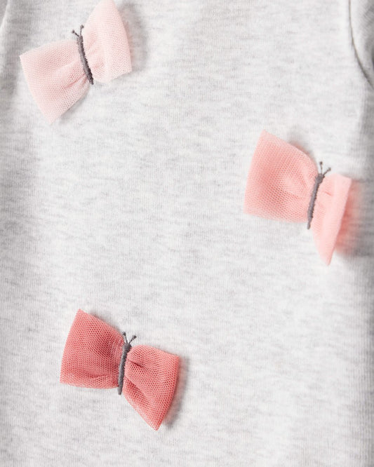 Conjunto dos piezas con body de mariposas y pantalón gris