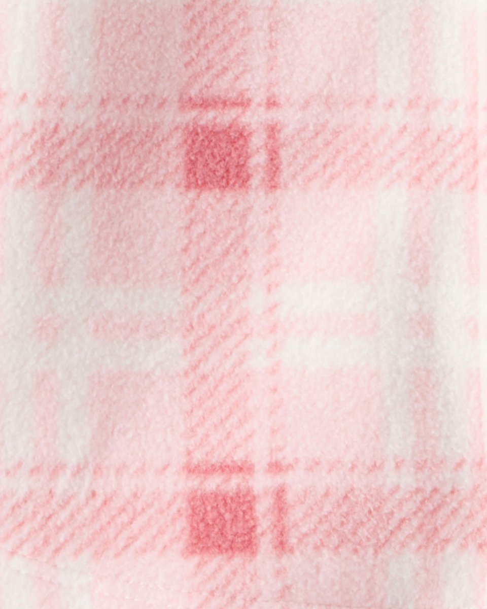 Conjunto de tres piezas con cárdigan rosa de cuadros, body y pantalón