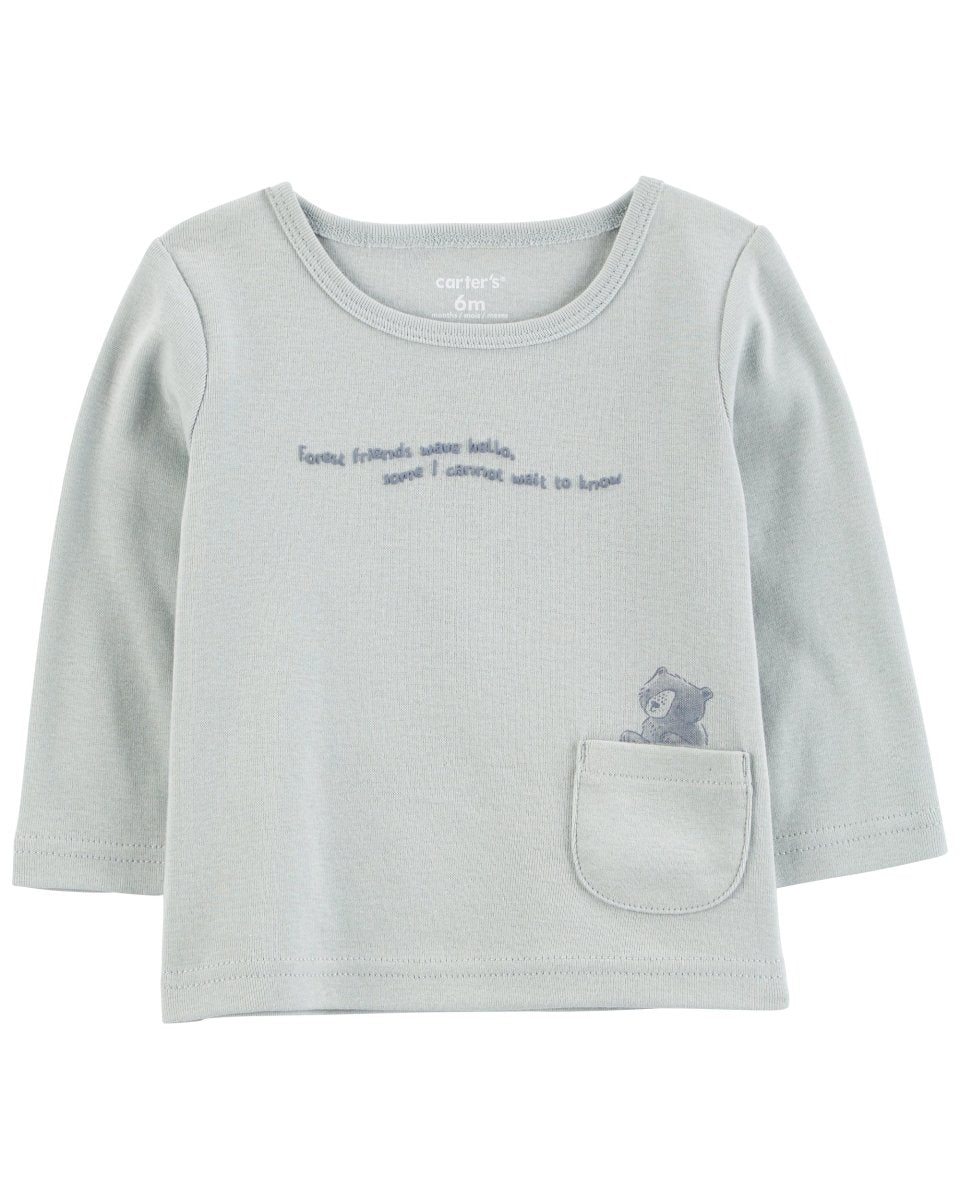 Conjunto tres piezas de algodón pantalón, camiseta y body diseño osos