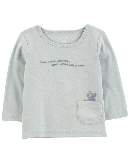 Conjunto tres piezas de algodón pantalón, camiseta y body diseño osos