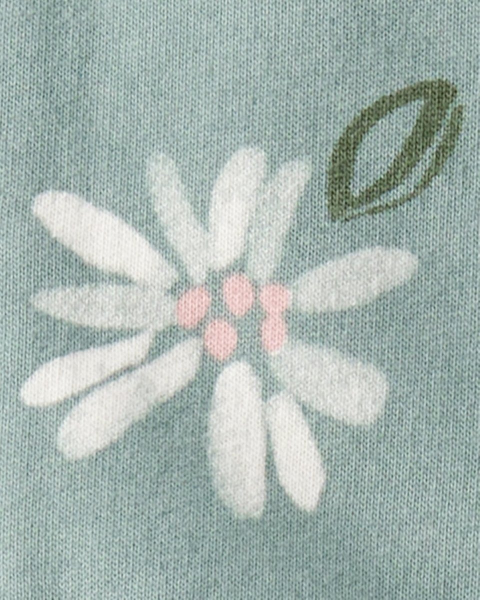 Conjunto 3 piezas cárdigan verde menta, body floral y pantalón