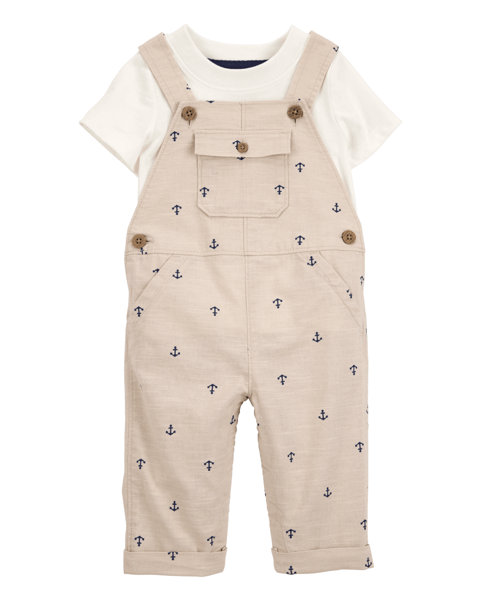 Conjunto de dos piezas con camiseta con ancla y peto