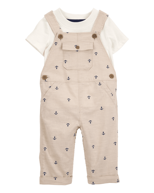 Conjunto de dos piezas con camiseta con ancla y peto