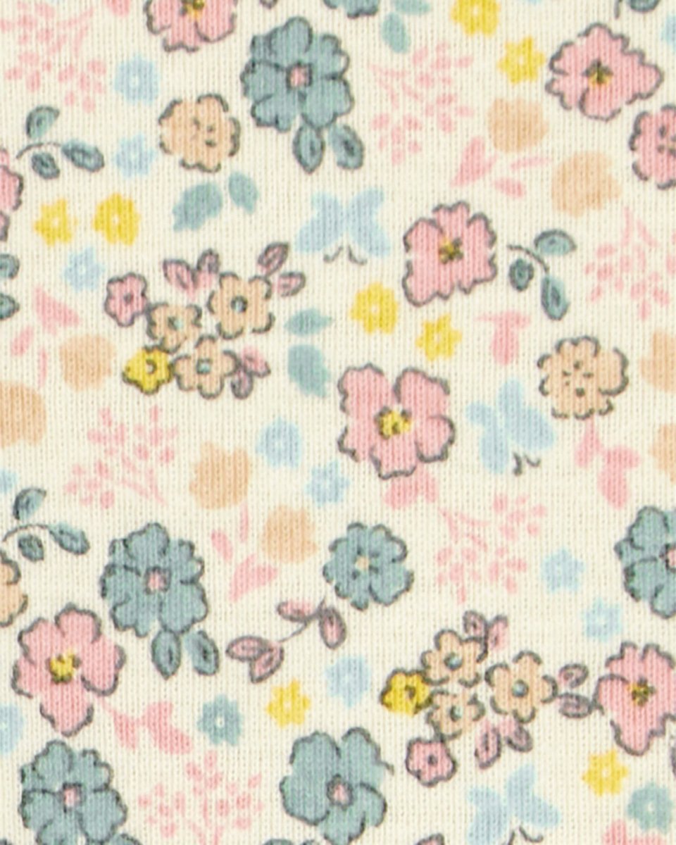 Conjunto de dos piezas de algodón, pantalón y camiseta, diseño floral