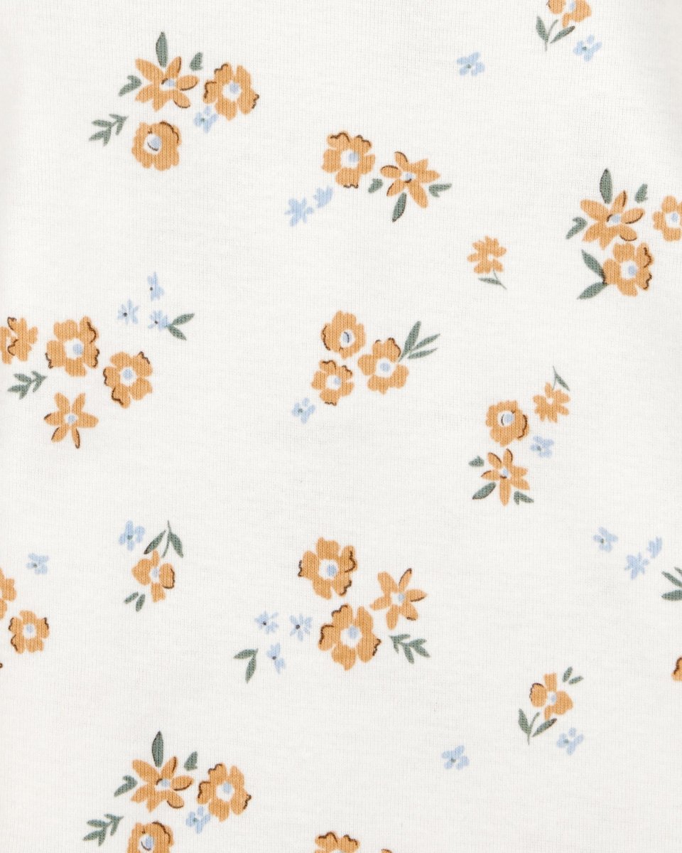 Conjunto tres piezas algodón pantalón y dos bodys diseño floral