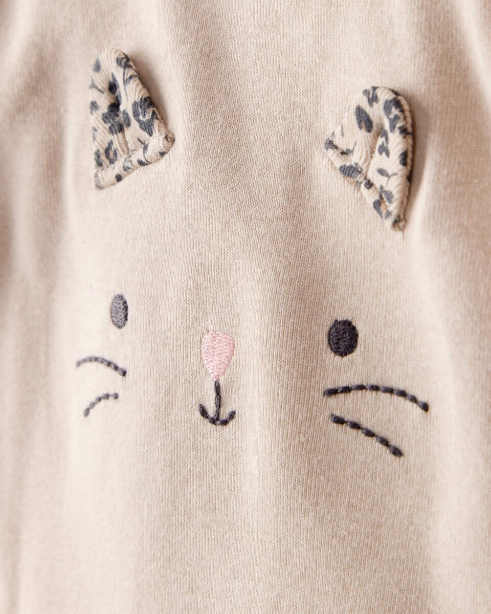 Conjunto tres piezas bodies manga larga y pantalón estampado leopardo