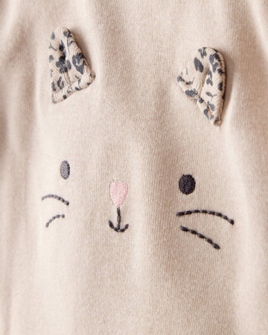 Conjunto tres piezas bodies manga larga y pantalón estampado leopardo