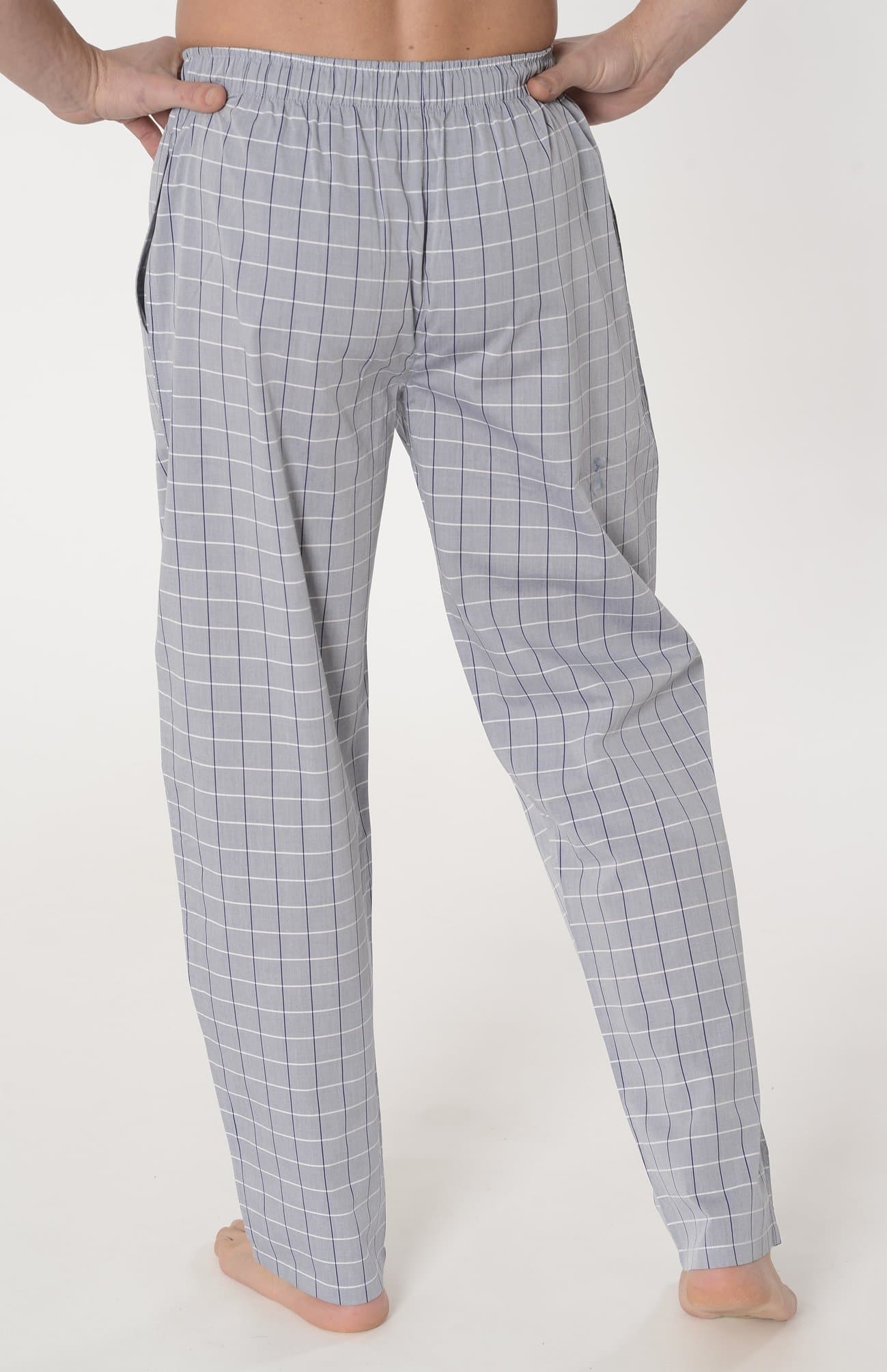 Pantalón Pijama Hombre Largo Algodón Popelín Cuadros - Gris 8973_20